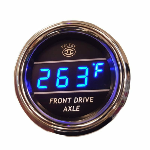 Teltek USA Inside Outside Auto Thermometer Gauge Dual Display for Any Semi,  Pickup Truck or Car - Bezel: Black - LED Color: Blue